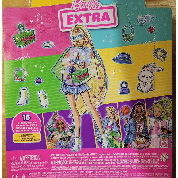 Barbie Extra Doll #12 in Floral 2-Piece Outfit with Pet Bunny NWT - Picture 3 of 8